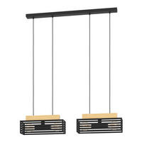 HÄNGELEUCHTE 83/20/150 cm  - Schwarz/Braun, Natur, Holz/Metall (83/20/150cm) - Eglo