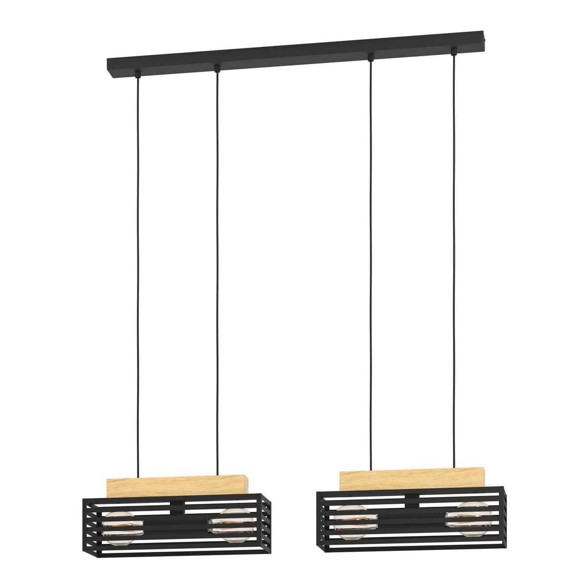 HÄNGELEUCHTE 83/20/150 cm  - Schwarz/Braun, Natur, Holz/Metall (83/20/150cm) - Eglo