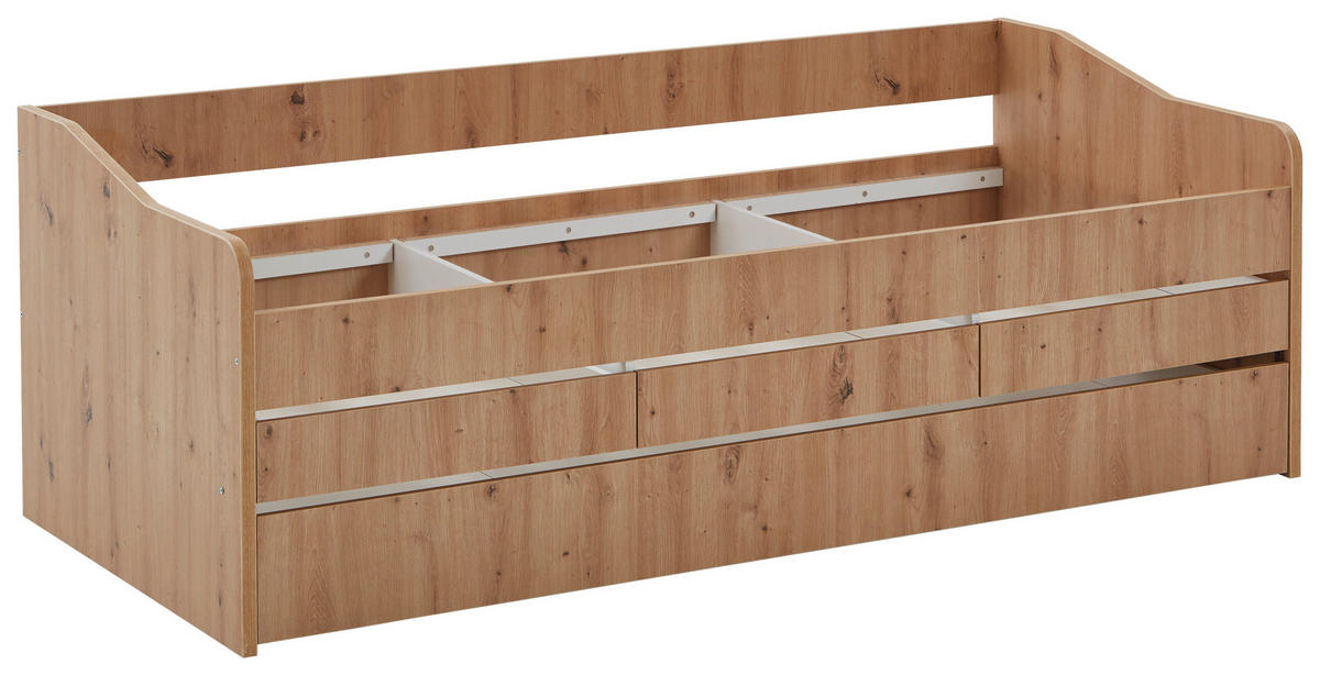AUSZIEHBETT 90/200 cm  in Eiche Artisan  - Eiche Artisan, MODERN, Holzwerkstoff (90/200cm) - MID.YOU