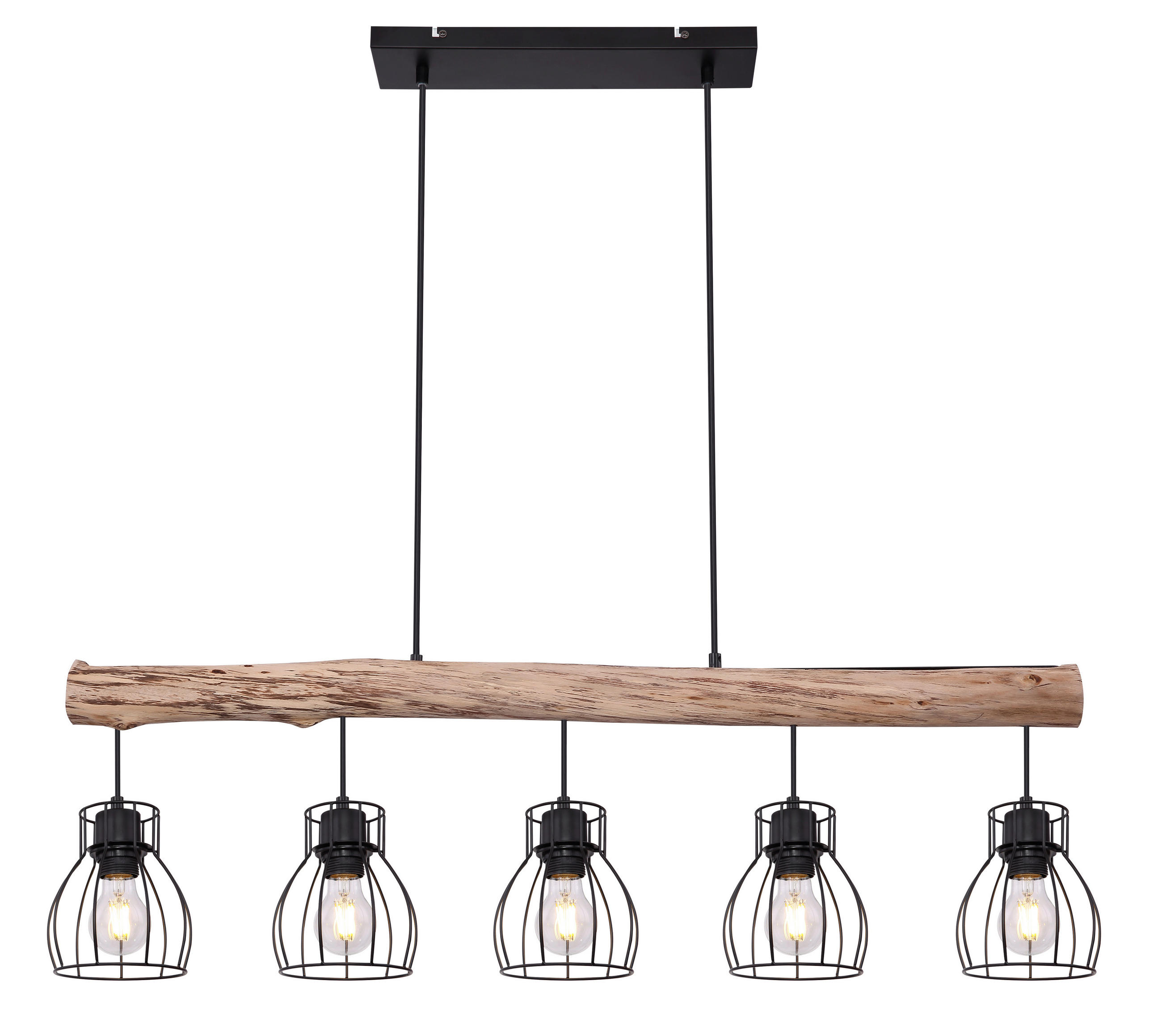 HÄNGELEUCHTE Mina 104/13,6/140 cm  - Schwarz/Naturfarben, Basics, Holz/Metall (104/13,6/140cm) - Novel