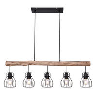 Lustră 104/13,6/140 cm  - culoare natur/negru, Basics, lemn/metal (104/13,6/140cm) - Novel