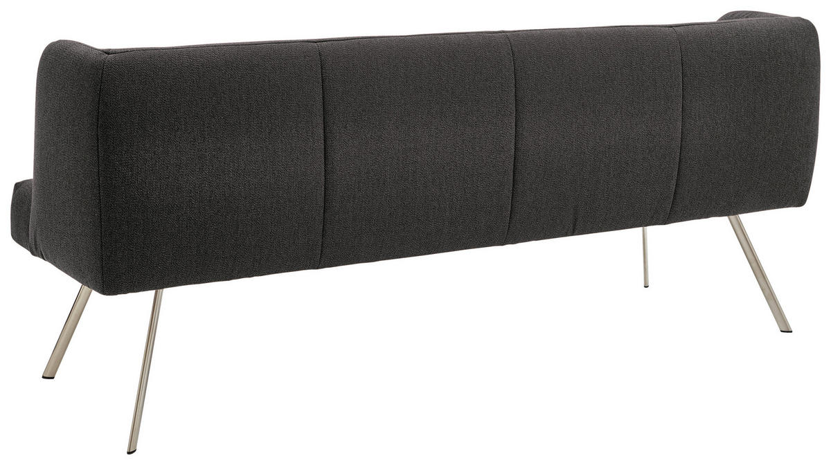SITZBANK in Metall, Textil Anthrazit, Edelstahlfarben  - Edelstahlfarben/Anthrazit, Design, Textil/Metall (200/87/64cm) - Venjakob