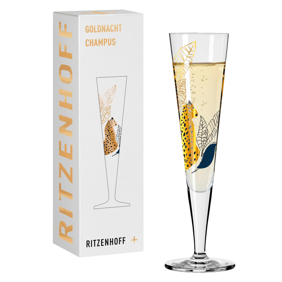 CHAMPAGNERGLAS 205 ml  - Blau/Goldfarben, LIFESTYLE, Glas (7,2/7,2/24,0cm) - Ritzenhoff
