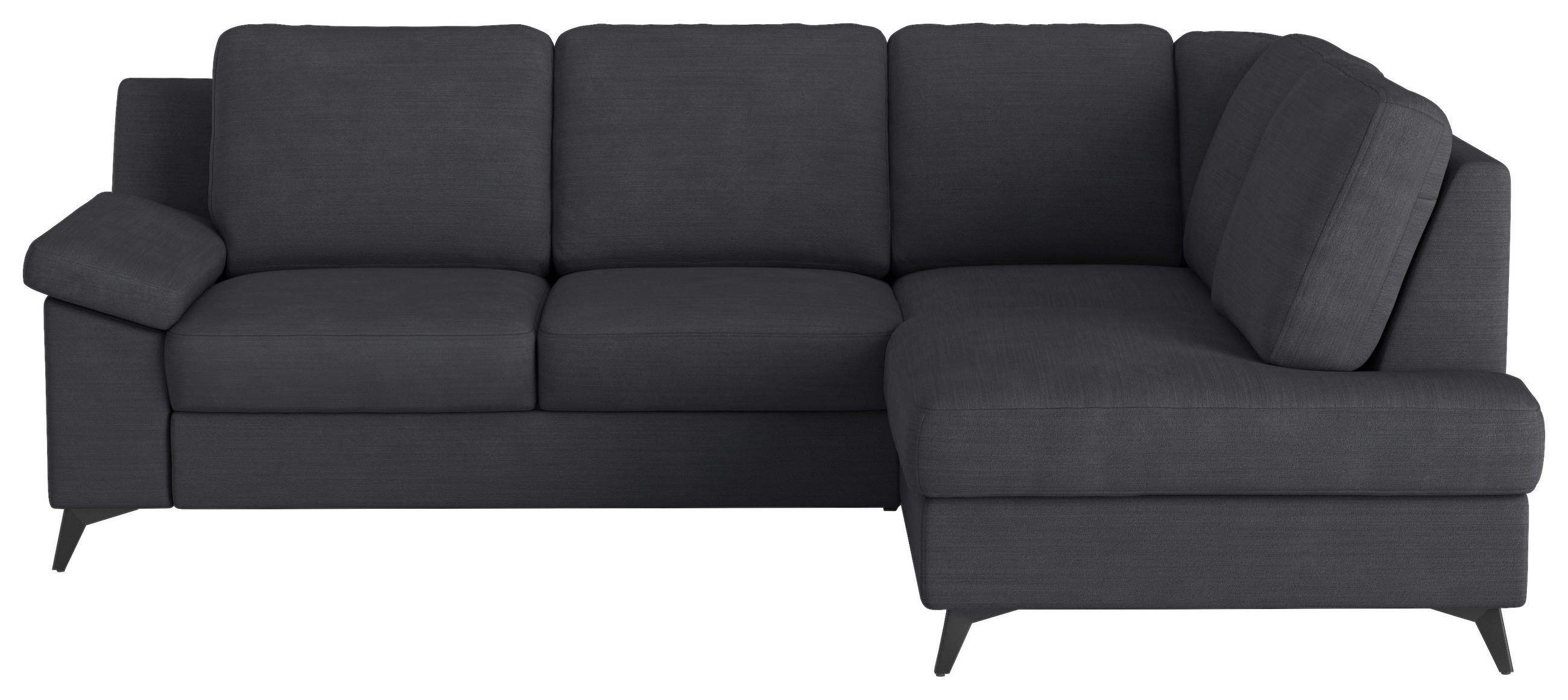 ECKSOFA Dunkelblau Flachgewebe Bettkasten, Schlaffunktion, Rücken echt, Stauraum  - Schwarz/Dunkelblau, KONVENTIONELL, Textil/Metall (242/170cm) - Cotta