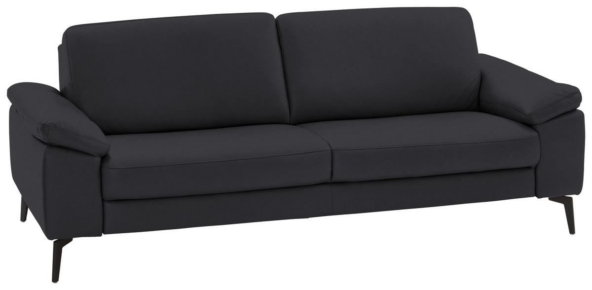 3-SITZER-SOFA in Echtleder Anthrazit  - Anthrazit/Schwarz, Design, Leder/Metall (224/88/100cm) - Valdera
