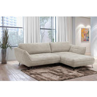 ECKSOFA in Struktur Sandfarben  - Sandfarben/Schwarz, Design, Textil/Metall (282/187cm) - Livetastic