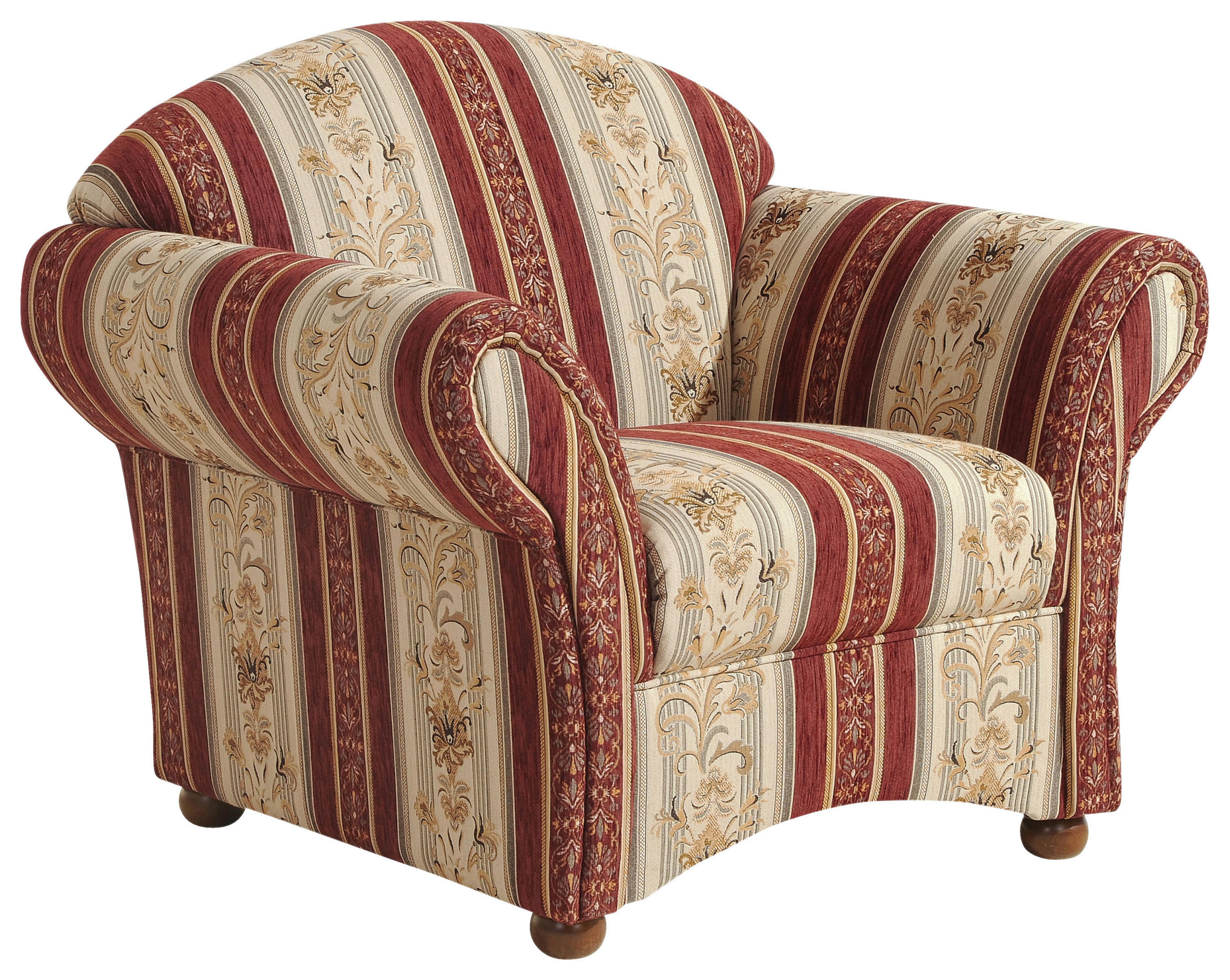 SESSEL in Chenille Rot, Beige  - Beige/Rot, Design, Holz/Textil (96/83/86cm) - Max Winzer