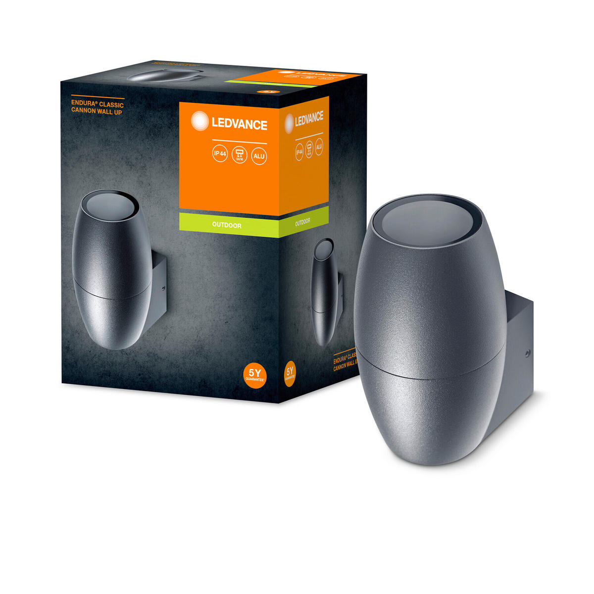 AUßENLEUCHTE 9/7,5/12 cm   - Dunkelgrau, Basics, Glas/Metall (9/7,5/12cm) - Ledvance