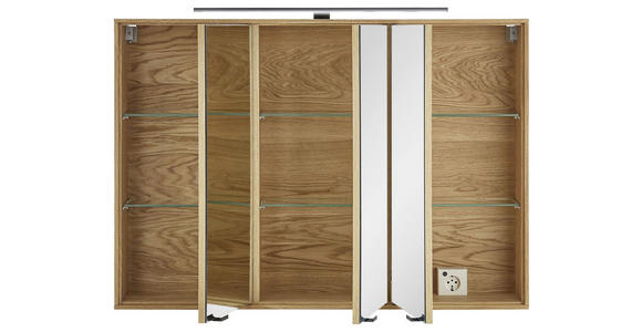 SPIEGELSCHRANK 100/70/20 cm  - Eichefarben/Schwarz, KONVENTIONELL, Glas/Holz (100/70/20cm) - Linea Natura