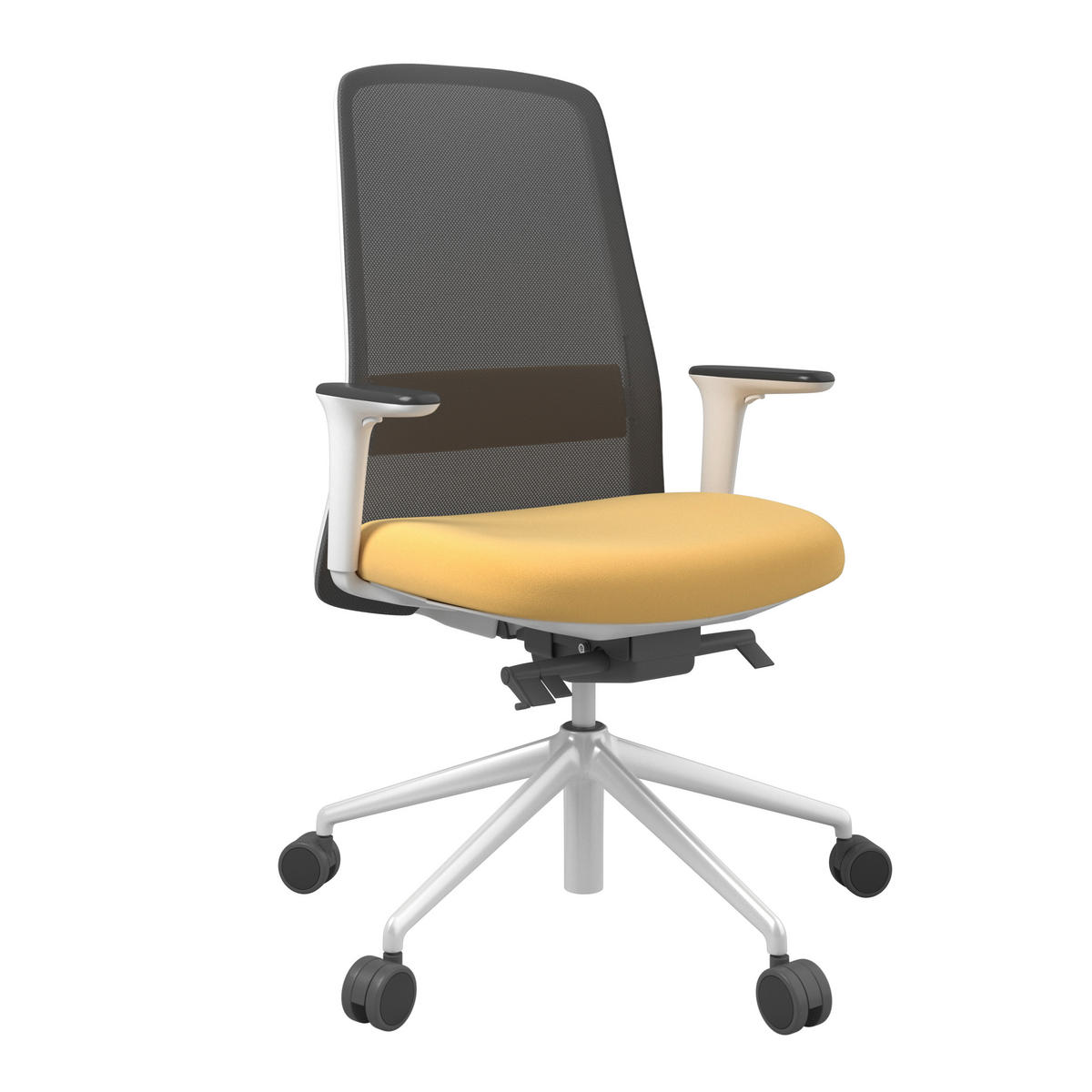 DREHSTUHL Gelb, Schwarz, Weiß  - Gelb/Schwarz, MODERN, Kunststoff/Textil (70/103-115/70cm)