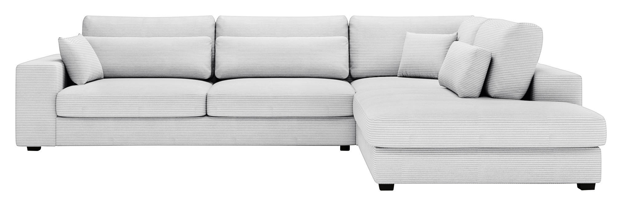 ECKSOFA Hellgrau Cord  - Hellgrau/Schwarz, KONVENTIONELL, Kunststoff/Textil (314/250cm) - Carryhome