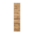 HOCHSCHRANK 40/180/35 cm - Eiche Wotan/Silberfarben, Natur, Holzwerkstoff/Kunststoff (40/180/35cm) - Xora