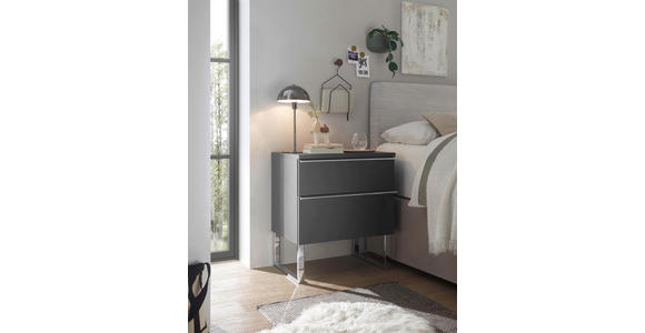NACHTSCHRANK 60/65,8/43 cm - Chromfarben/Graphitfarben, Basics, Holzwerkstoff/Metall (60/65,8/43cm) - Dieter Knoll