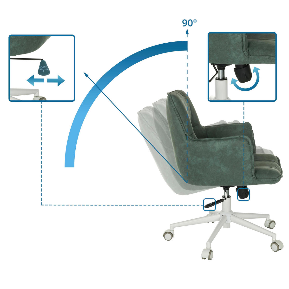 DREHSTUHL Mintgrau  - Mintgrau/Weiß, MODERN, Kunststoff/Textil (54/85/70cm) - MID.YOU