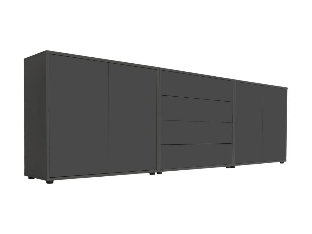 SIDEBOARD Mailand Set 5  in 237/73/33 cm  - Anthrazit/Schwarz, MODERN, Holzwerkstoff/Kunststoff (237/73/33cm) - MID.YOU