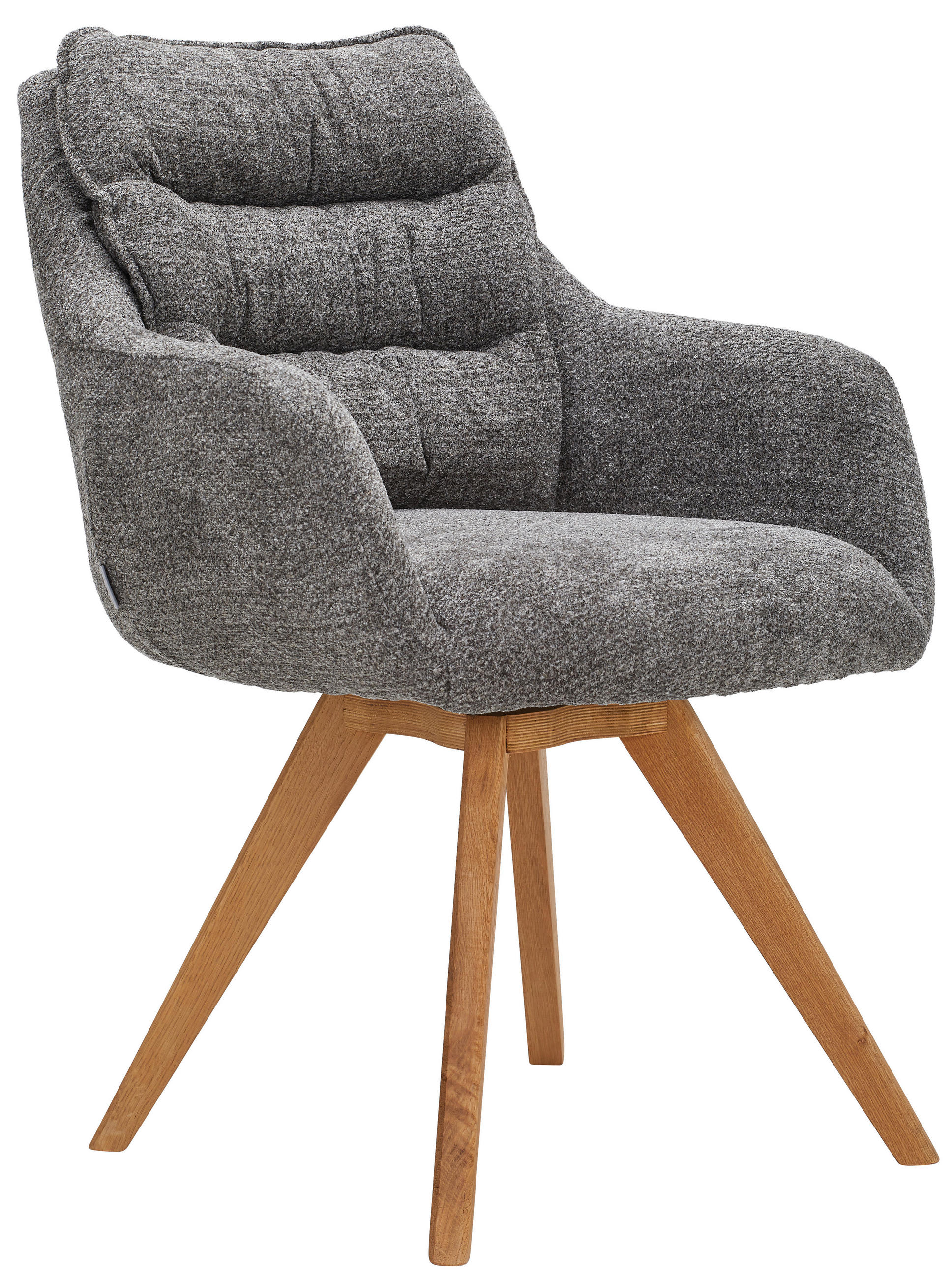 ARMLEHNSTUHL  in Chenille  - Eichefarben/Anthrazit, KONVENTIONELL, Holz/Textil (59/86/69,5cm) - Linea Natura