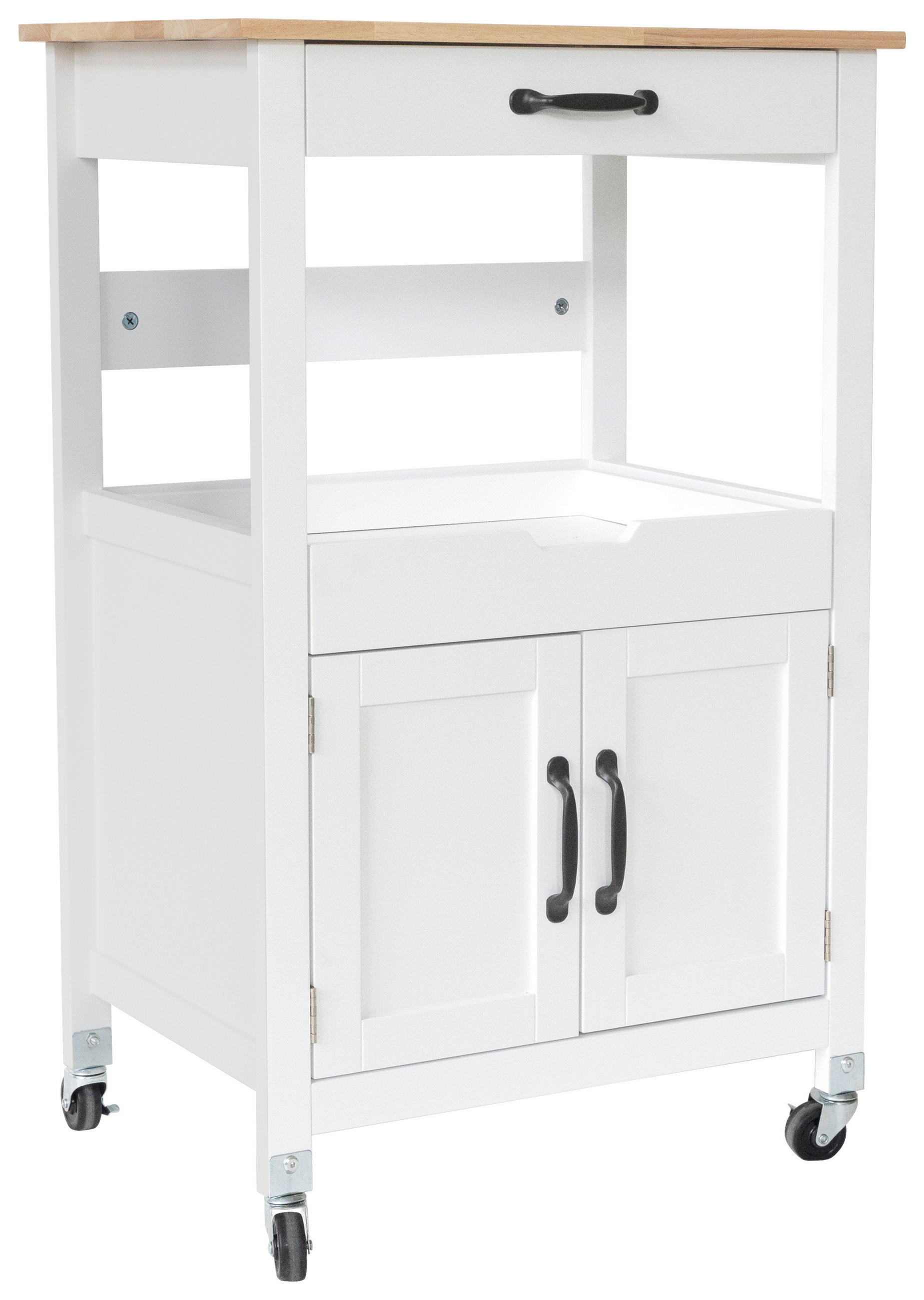 SERVIERWAGEN in Weiß  - Silberfarben/Schwarz, Basics, Holz/Holzwerkstoff (68/89/40cm) - MID.YOU