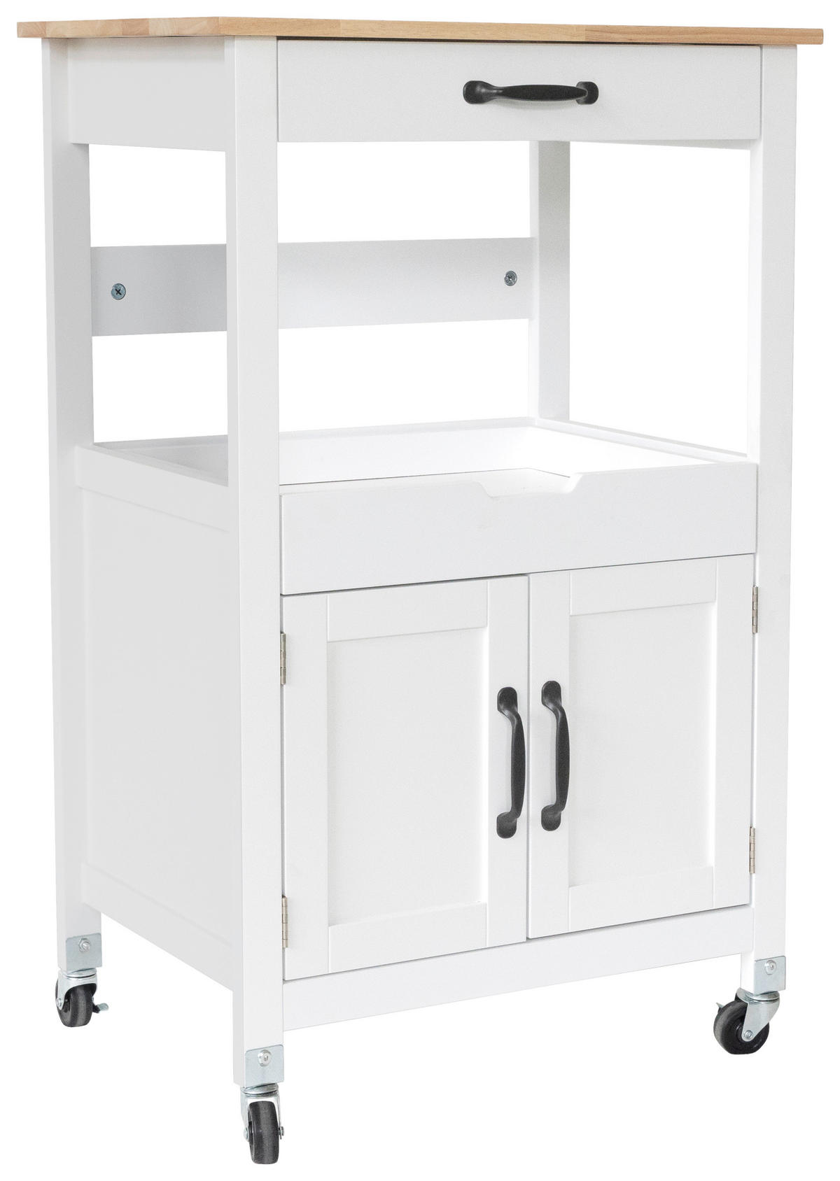 SERVIERWAGEN in Weiß  - Silberfarben/Schwarz, Basics, Holz/Holzwerkstoff (68/89/40cm) - MID.YOU