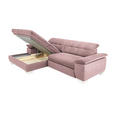 ECKSOFA  in Mikrofaser Altrosa Rücken echt, Kopfteilverstellung  180/265 cm  - Chromfarben/Altrosa, Design, Textil/Metall (180/265cm) - Carryhome