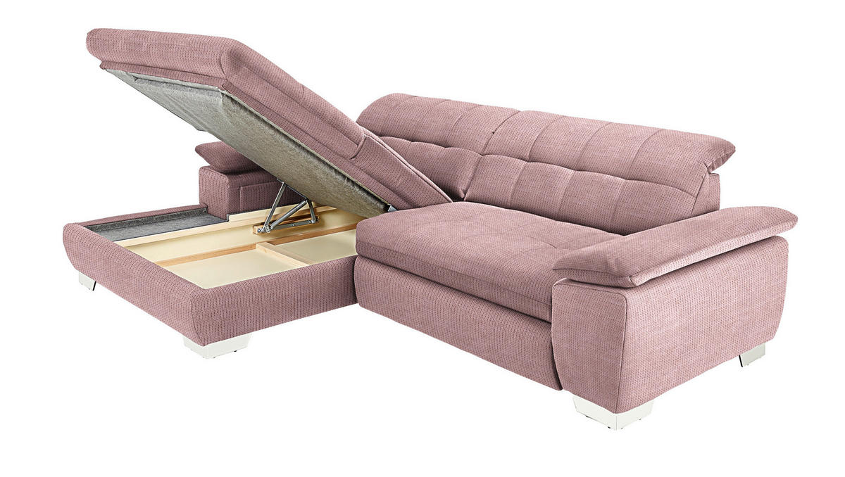 ECKSOFA in Mikrofaser Altrosa  - Chromfarben/Altrosa, Design, Textil/Metall (180/265cm) - Carryhome