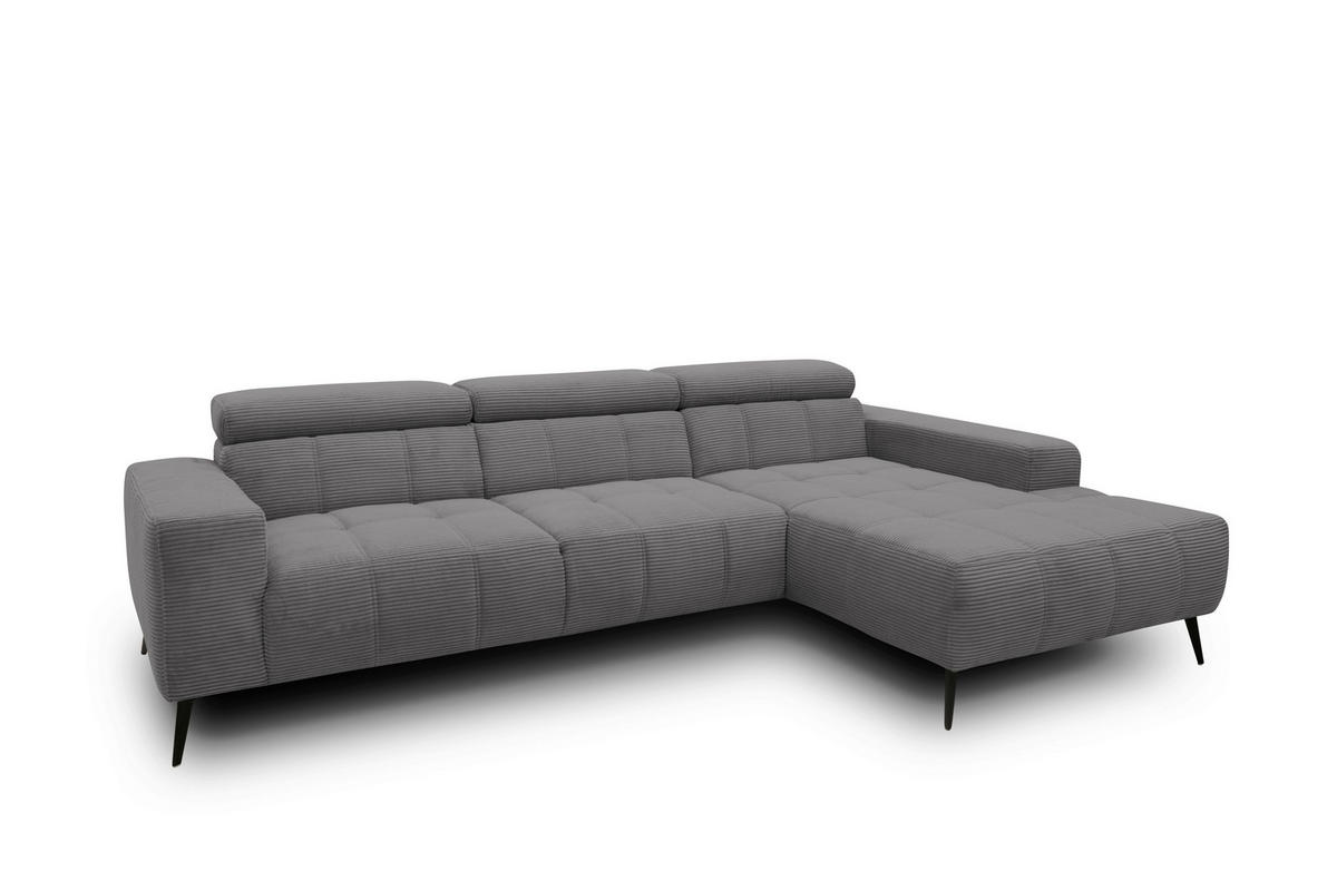 ECKSOFA TRENTO Grau Mikrofaser  - Dunkelgrau/Schwarz, MODERN, Textil/Metall (287/175cm) - MID.YOU