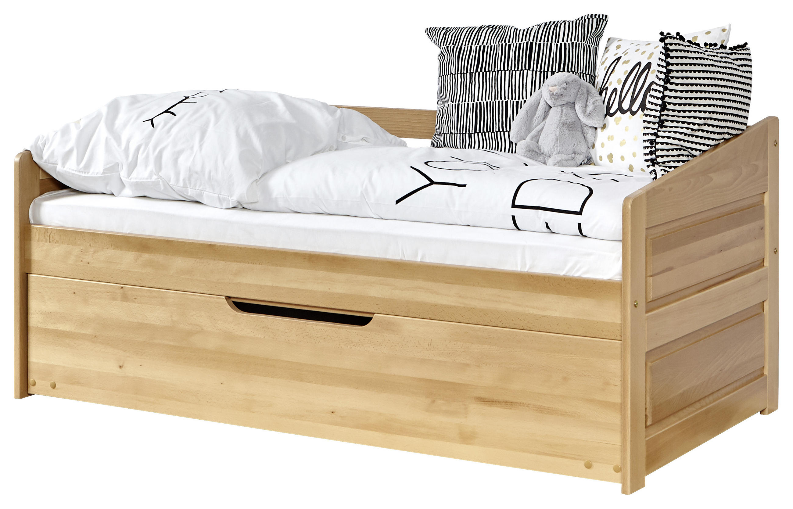 Ausziehbett 80/160 cm in Buchefarben