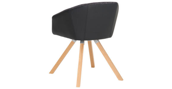 STUHL Flachgewebe, Lederlook Eiche massiv Anthrazit, Eichefarben, Schwarz - Eichefarben/Anthrazit, Design, Holz/Textil (62/81/56cm) - Dieter Knoll