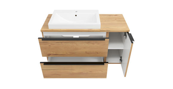 WASCHTISCHKOMBI 105 cm  - Wildeiche/Schwarz, KONVENTIONELL, Keramik/Holzwerkstoff (105cm) - Xora