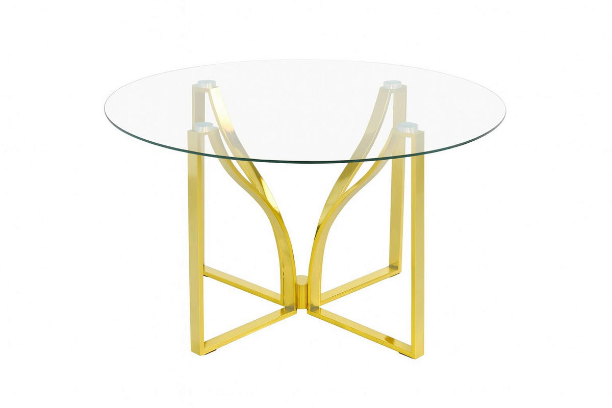COUCHTISCH ESG 80/80/44 cm rund Goldfarben  - Goldfarben, Design, Glas/Metall (80/80/44cm) - MID.YOU