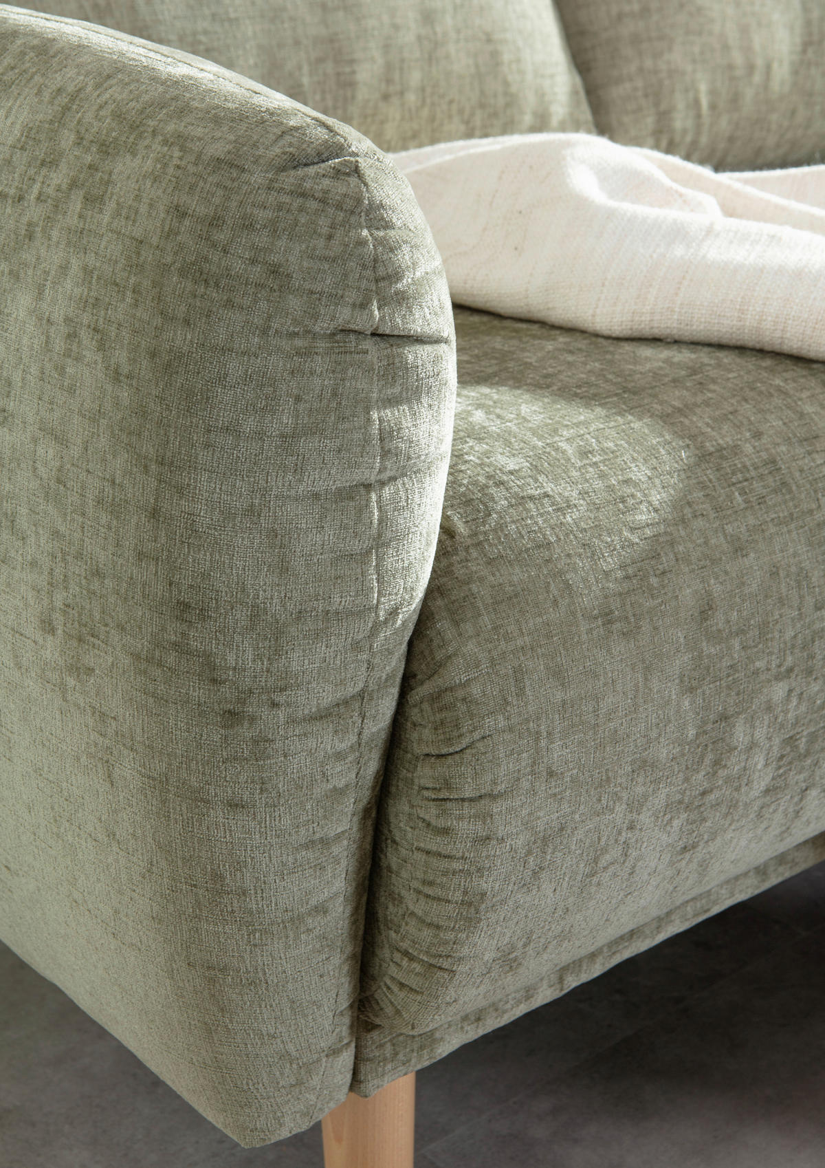 ECKSOFA Olivgrün Flachgewebe  - Buchefarben/Olivgrün, KONVENTIONELL, Holz/Textil (230/144cm) - Carryhome