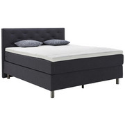 Boxspringbett 160 cm x 200 cm in Textil Grau - Grau, Konventionell, Textil/Metall (160/200cm) - Welnova