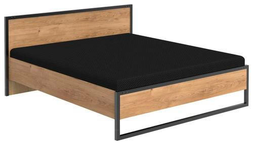 BETT 160/200 cm in Graphitfarben, Eichefarben - Eichefarben/Graphitfarben, Basics, Holzwerkstoff (160/200cm) - MID.YOU