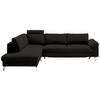ECKSOFA in Echtleder Schwarz  - Chromfarben/Schwarz, Design, Leder/Metall (200/281cm) - Pure Home Lifestyle
