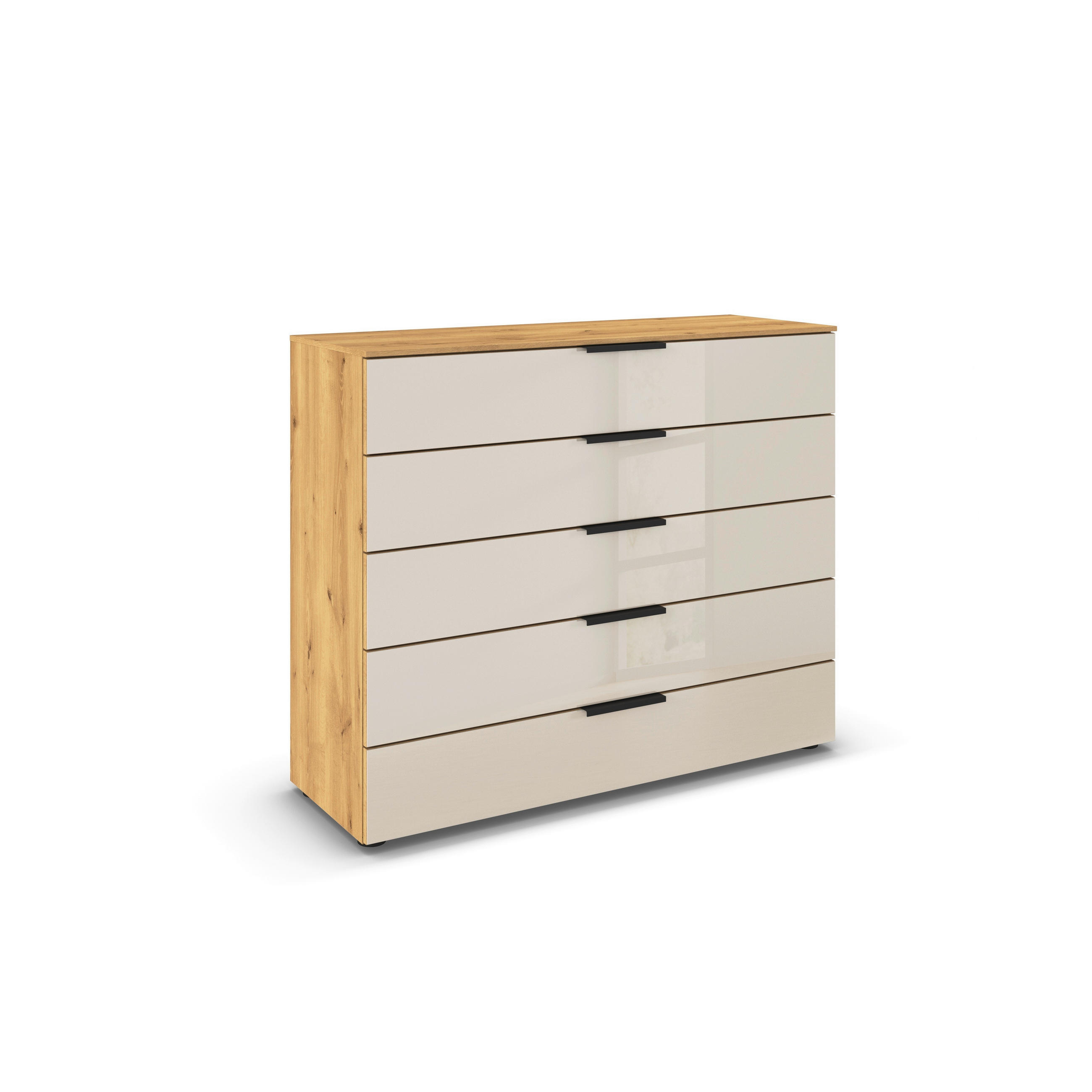 KOMÓD 120/100/42 cm  - tölgyfa színű/Pezsgő, Basics, műanyag/faalapú anyag (120/100/42cm) - Novel