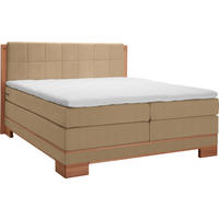 BOXSPRINGBETT 160/200 cm,  in Buchefarben, Hellbraun, Matratze, gepolstertes Kopfteil, Topper, H2 = mittel  - Hellbraun/Buchefarben, Natur, Holz/Textil (160/200cm) - Linea Natura