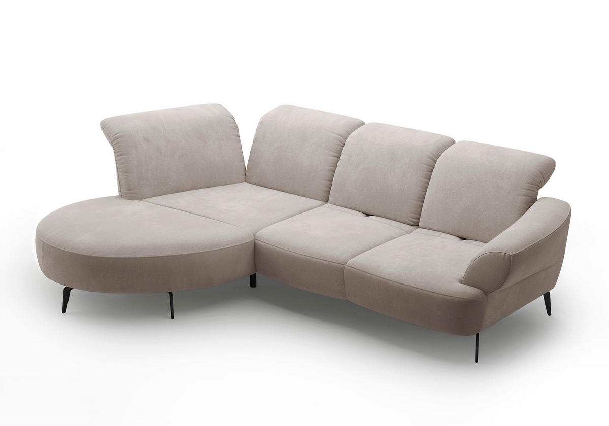 ECKSOFA in Flachgewebe Greige  208/313 cm  - Greige/Schwarz, MODERN, Textil/Metall (208/313cm) - Sit & More