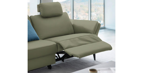 3-SITZER-SOFA in Leder Olivgrün - Schwarz/Olivgrün, Design, Leder/Metall (190/84/99cm) - Dieter Knoll