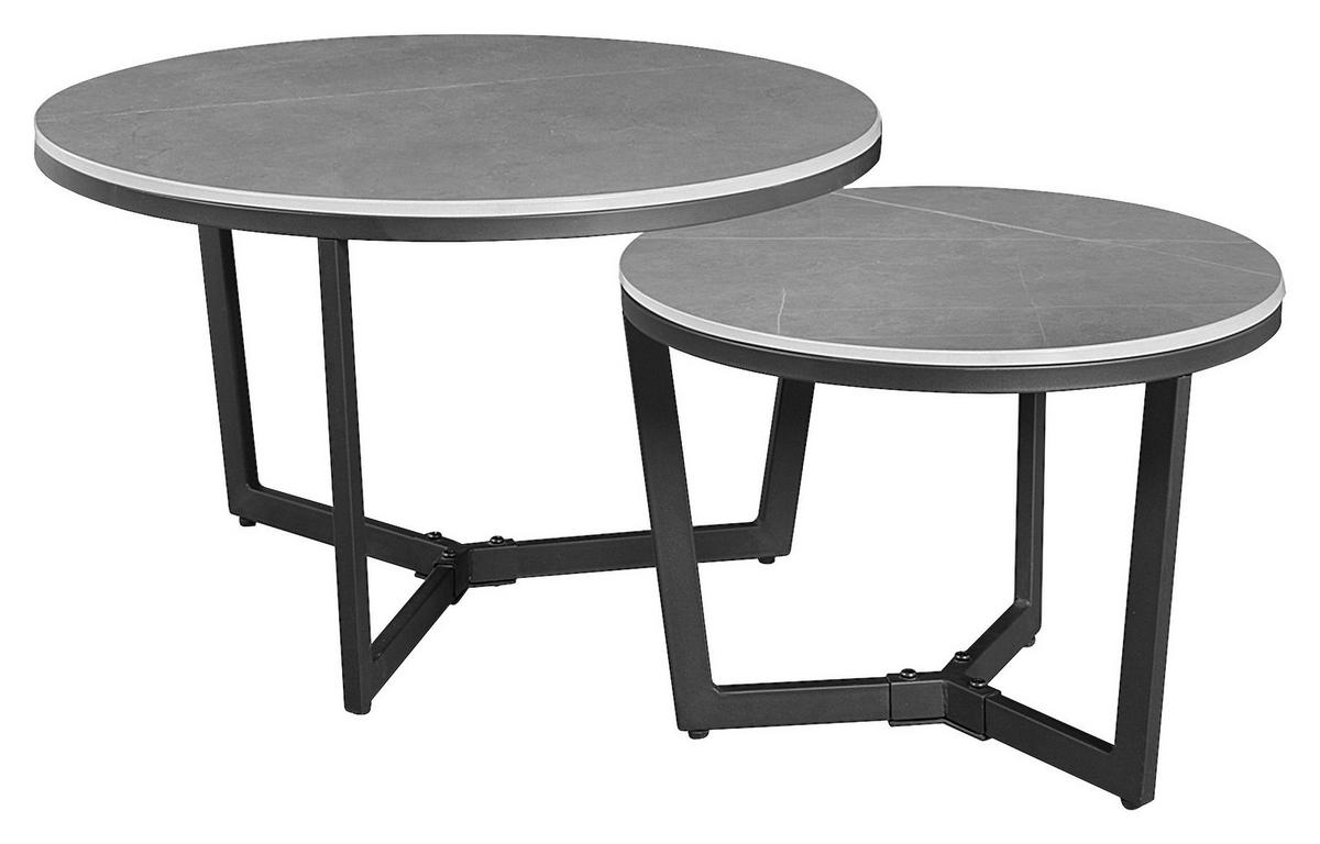 COUCHTISCH 68,5/68,5/43 cm rund Dunkelgrau  - Dunkelgrau/Schwarz, KONVENTIONELL, Stein/Metall (68,5/68,5/43cm) - MID.YOU