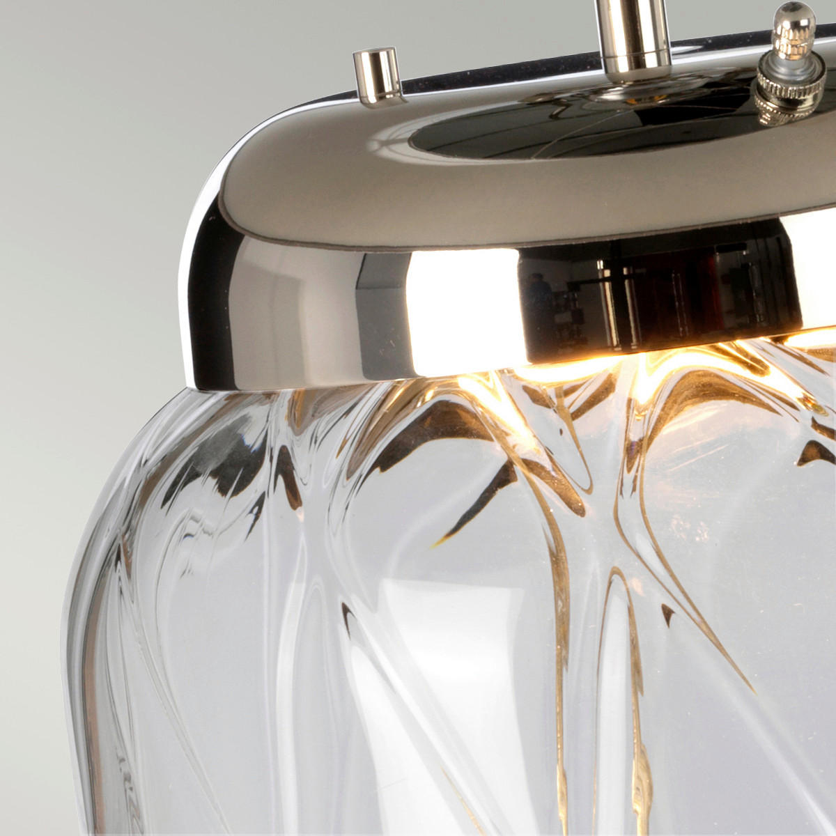 TISCHLEUCHTE - Klar/Nickelfarben, Design, Glas/Textil (41/67.5cm) - Elstead Lighting