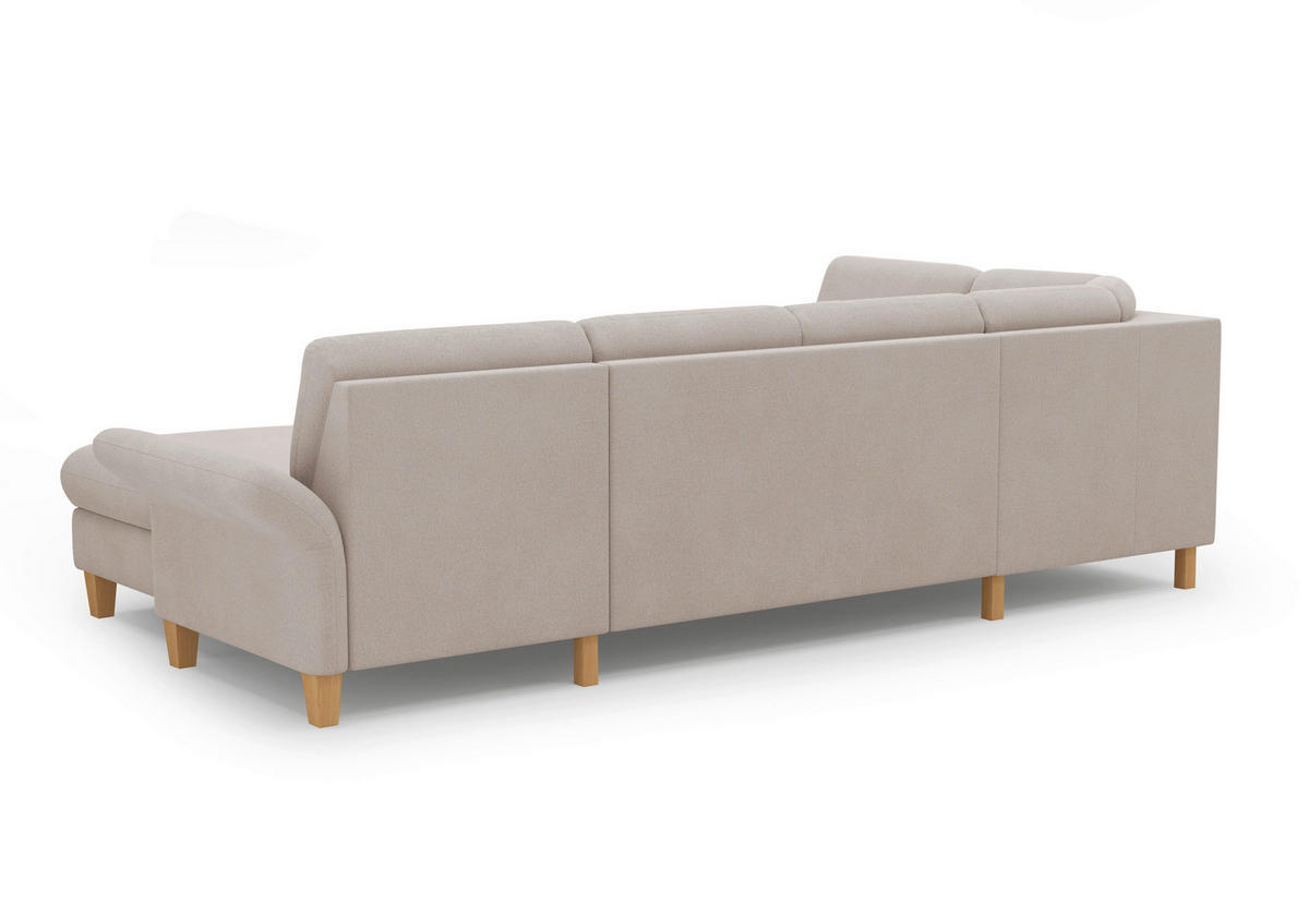 WOHNLANDSCHAFT Greige Flachgewebe  - Greige/Eichefarben, KONVENTIONELL, Holz/Textil (195/314/164cm) - Sit & More