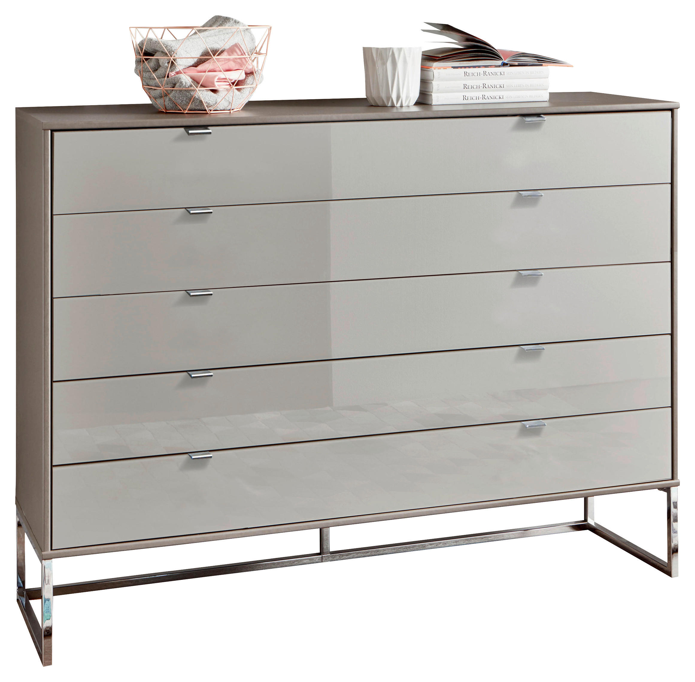 KOMODA, sivorjava  - sivorjava, Konvencionalno, steklo/leseni material (141/105/105cm) - Dieter Knoll