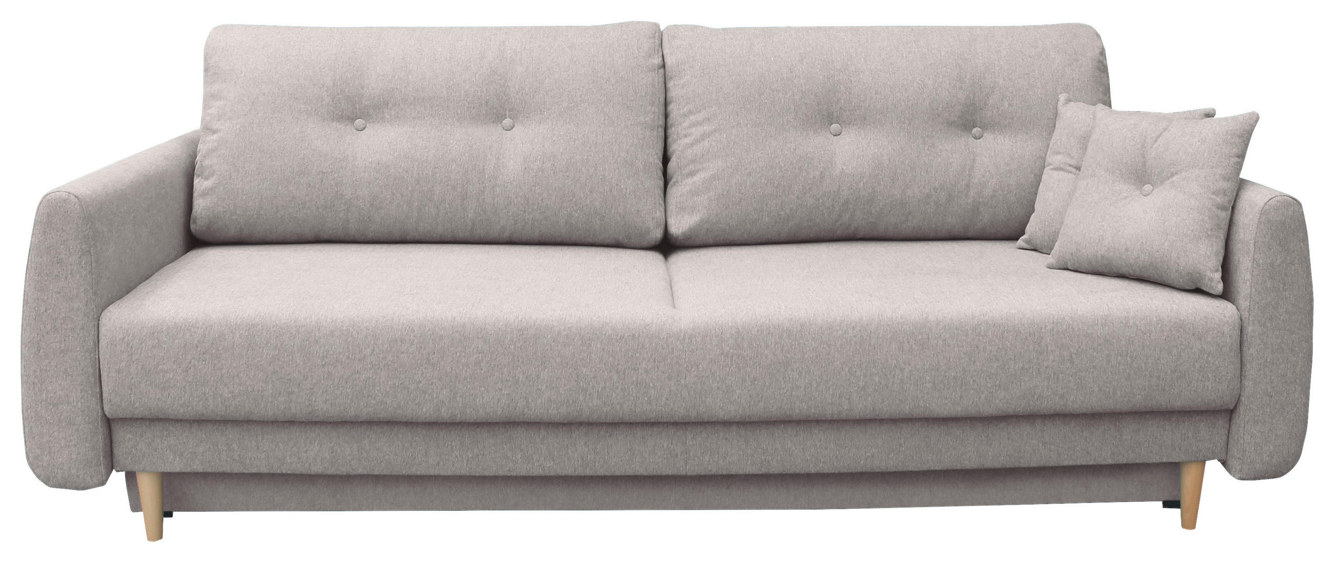 SCHLAFSOFA  mit Liegefunktion, Schlafen auf Sitzhöhe, Rücken echt Webstoff Grau  - Buchefarben/Grau, KONVENTIONELL, Holz/Textil (220/90/95cm) - Carryhome