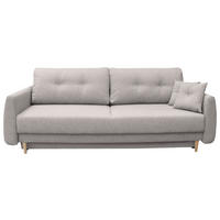 SCHLAFSOFA  mit Liegefunktion, Schlafen auf Sitzhöhe, Rücken echt Webstoff Grau  - Buchefarben/Grau, KONVENTIONELL, Holz/Textil (220/90/95cm) - Carryhome