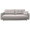 SCHLAFSOFA Webstoff Grau  - Buchefarben/Grau, KONVENTIONELL, Holz/Textil (220/90/95cm) - Carryhome