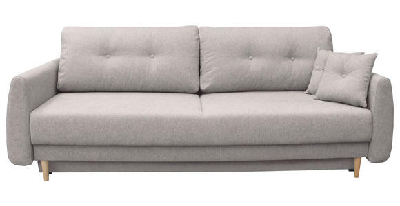 SCHLAFSOFA Webstoff Grau  - Buchefarben/Grau, KONVENTIONELL, Holz/Textil (220/90/95cm) - Carryhome