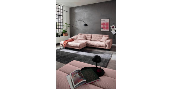 WOHNLANDSCHAFT Rosa Cord  - Schwarz/Rosa, Design, Textil/Metall (207/296cm) - Dieter Knoll