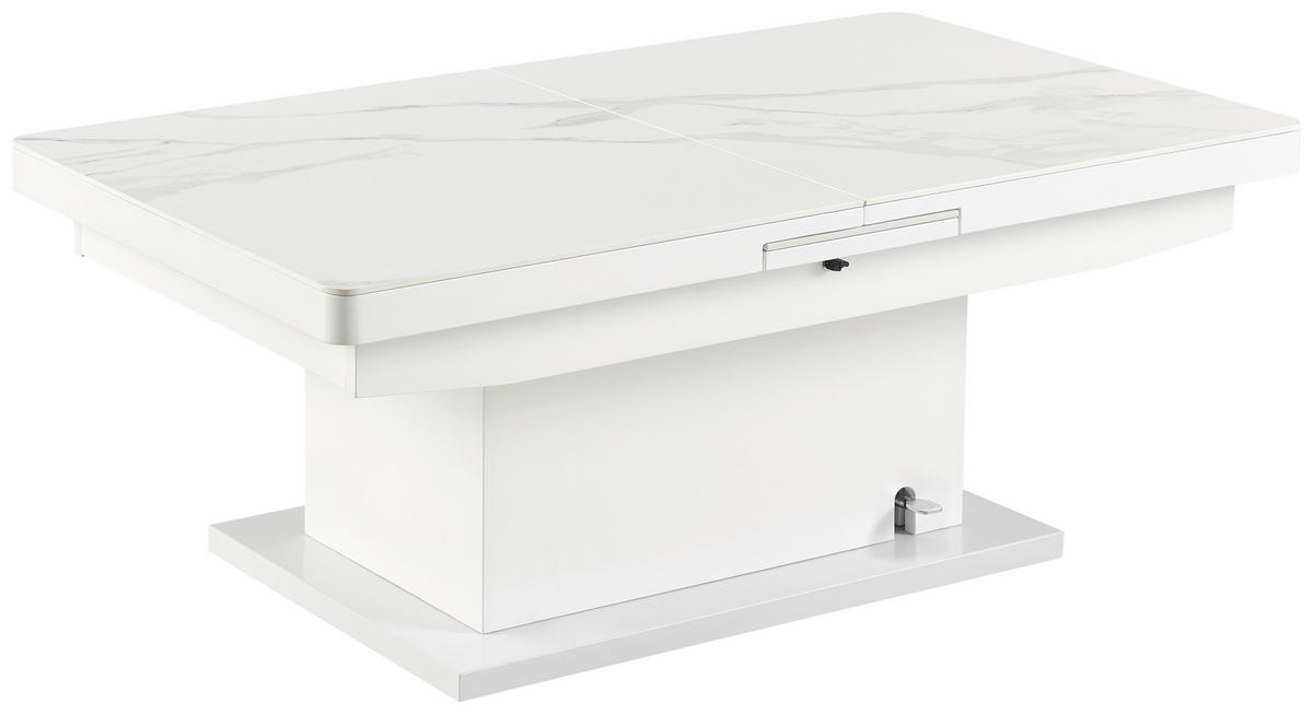 COUCHTISCH in Metall, Keramik 125-150/70/49,5-79 cm  - Weiß, Design, Keramik/Metall (125-150/70/49,5-79cm) - Livetastic