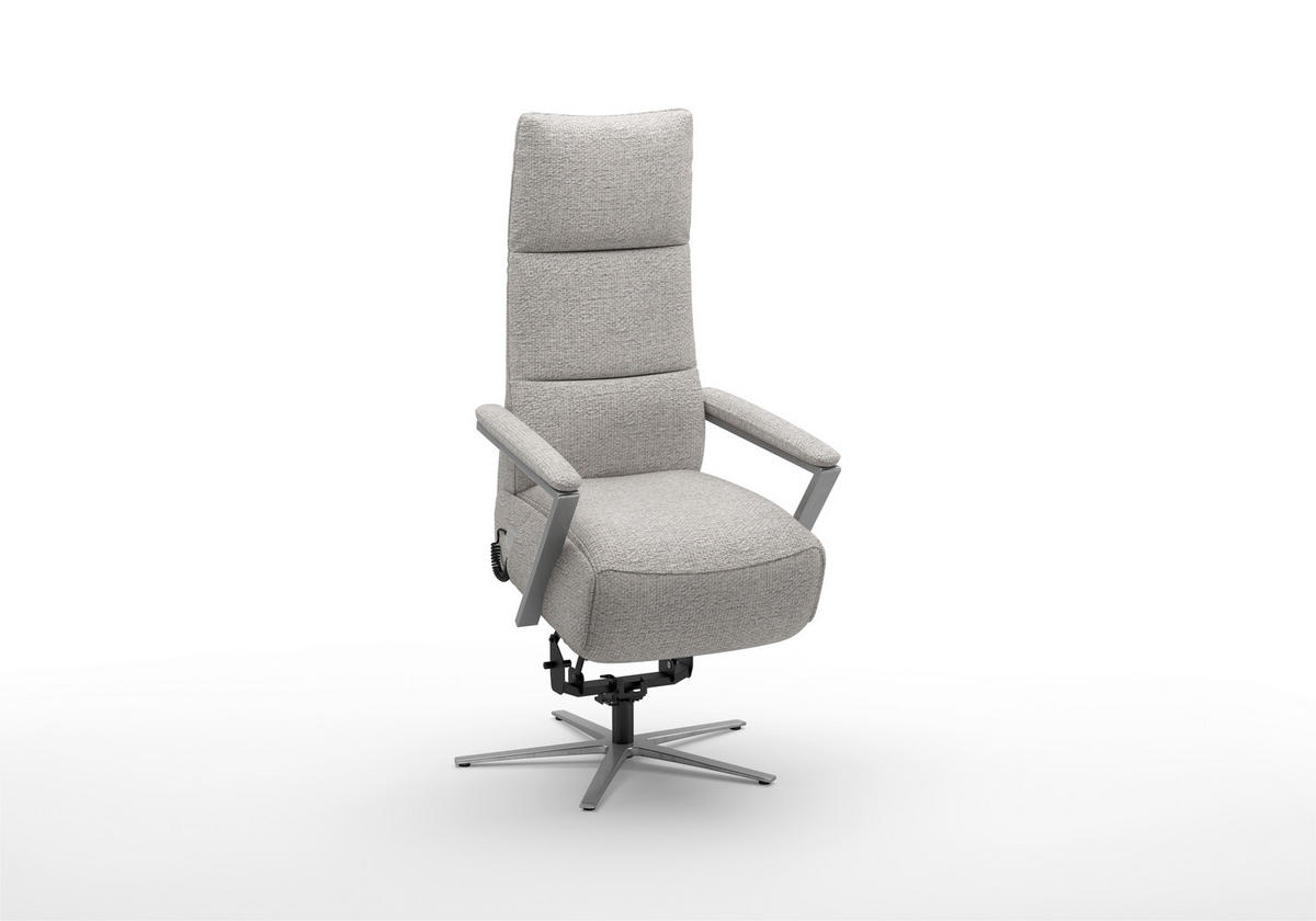 RELAXSESSEL TV VARIO COMFORT E L3 Chenille Kopfteilverstellung, Rücken echt    - Silberfarben, Basics, Textil/Metall (70/128/85cm) - Sit & More