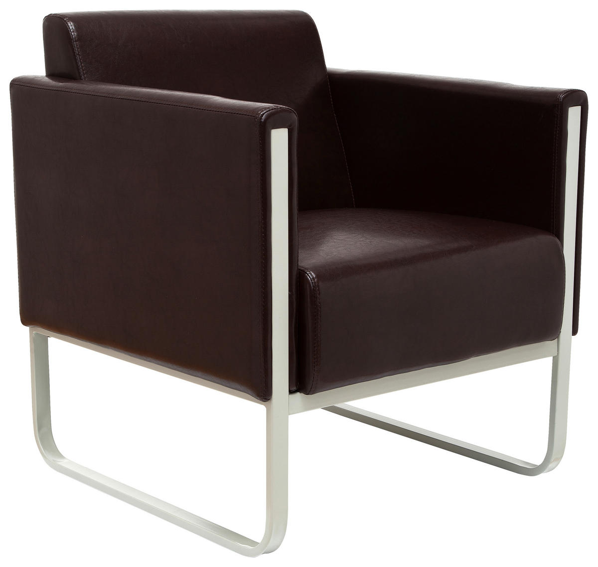 SESSEL in Lederlook Dunkelbraun, Hellgrau  - Dunkelbraun/Hellgrau, MODERN, Textil/Metall (67/78/71cm) - MID.YOU