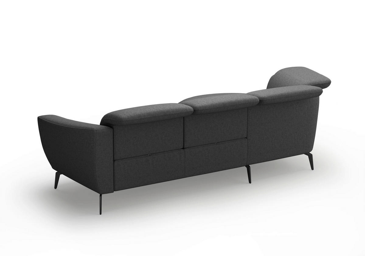ECKSOFA in Flachgewebe Dunkelgrau  - Dunkelgrau/Schwarz, Konventionell, Textil/Metall (199/309cm) - Sit & More